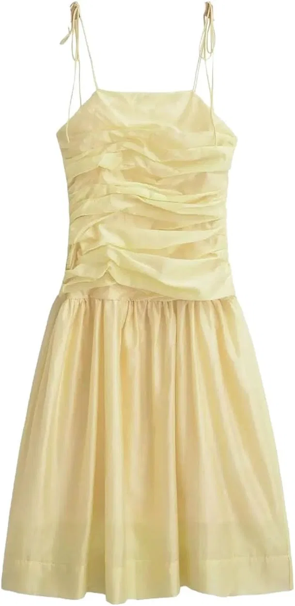 Женское платье на бретелях миди A-силуэта, Light Yellow