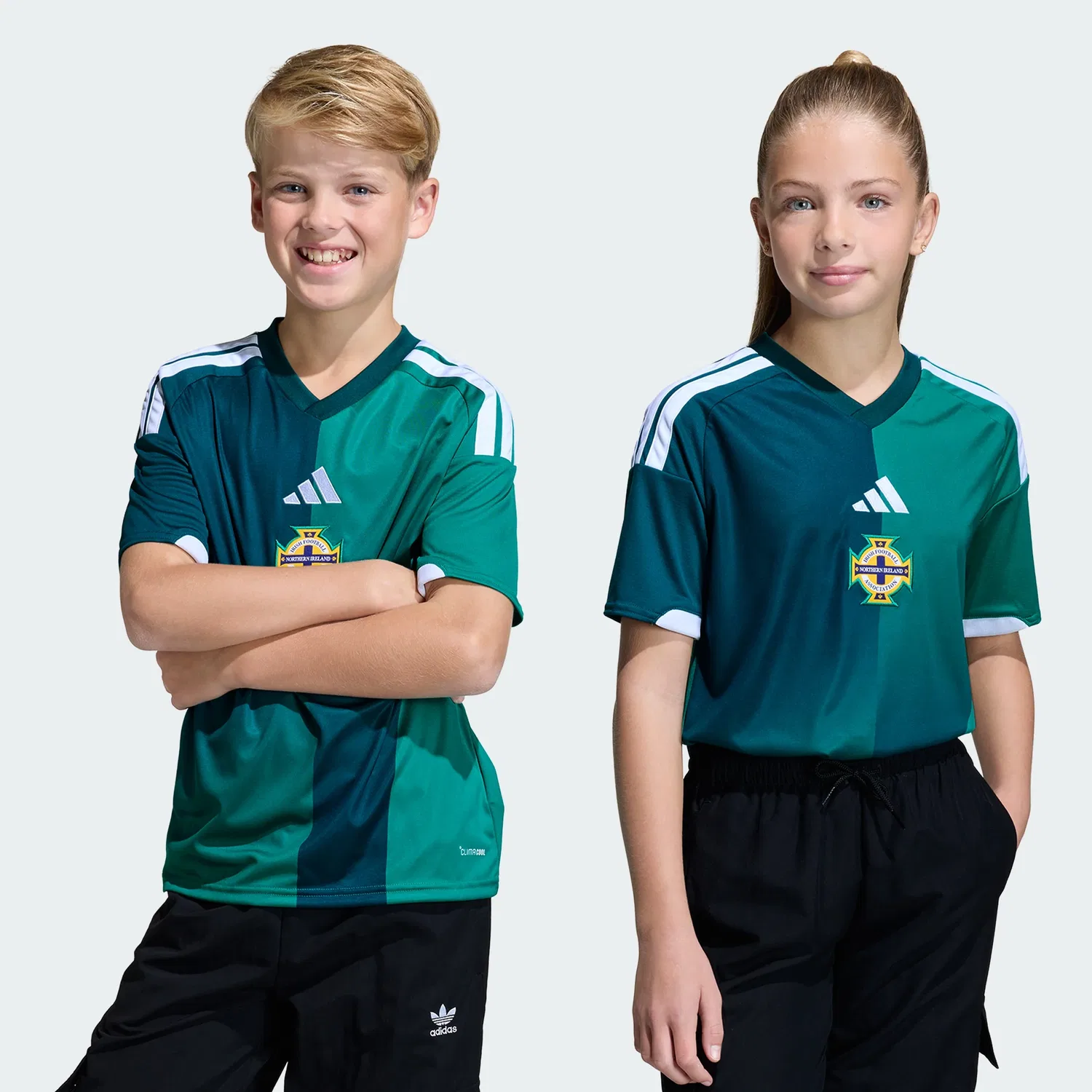 Детская домашняя футболка adidas сборной Северной Ирландии, размер 26, Glory Green / White