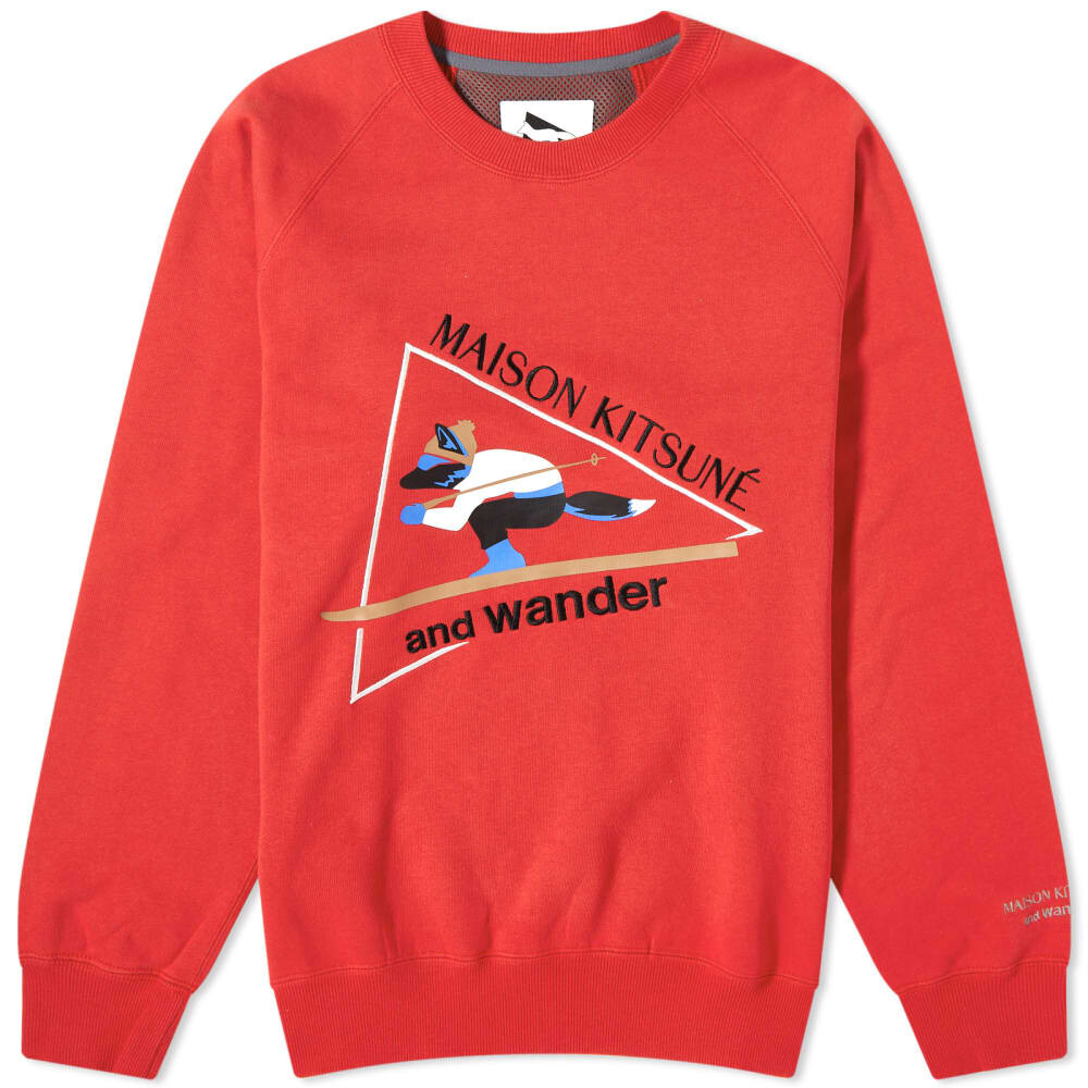 

Свитшот And Wander x Maison Kitsune Crew Sweat, красный
