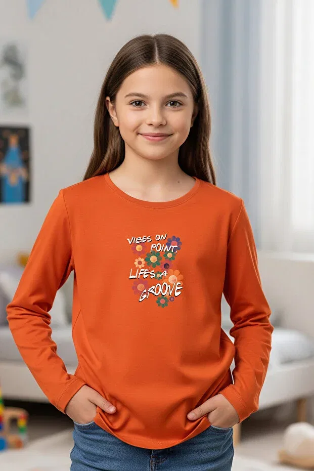 Детский комплект свитшотов для девочек с принтом Panios Kids, Белый-Желтый-Оранжевый — фото 4