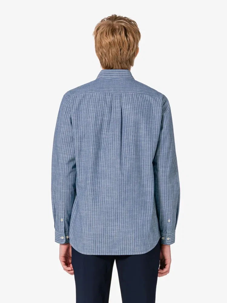 Длинный рукав рубашка Chambray Stripe LACOSTE, Sky Blue — фото 4