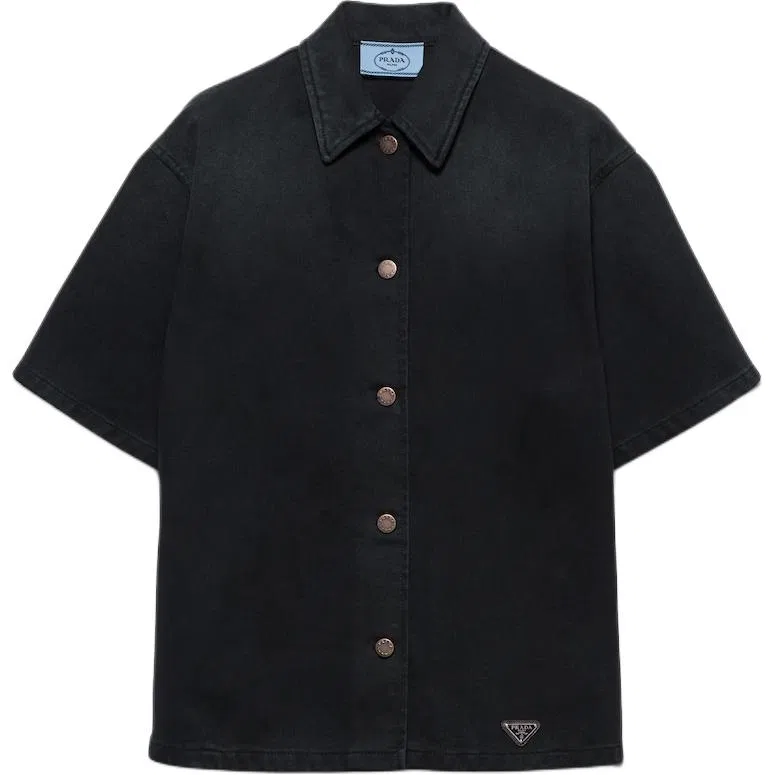 Рубашка джинсовая, прямая, PRADA, Black