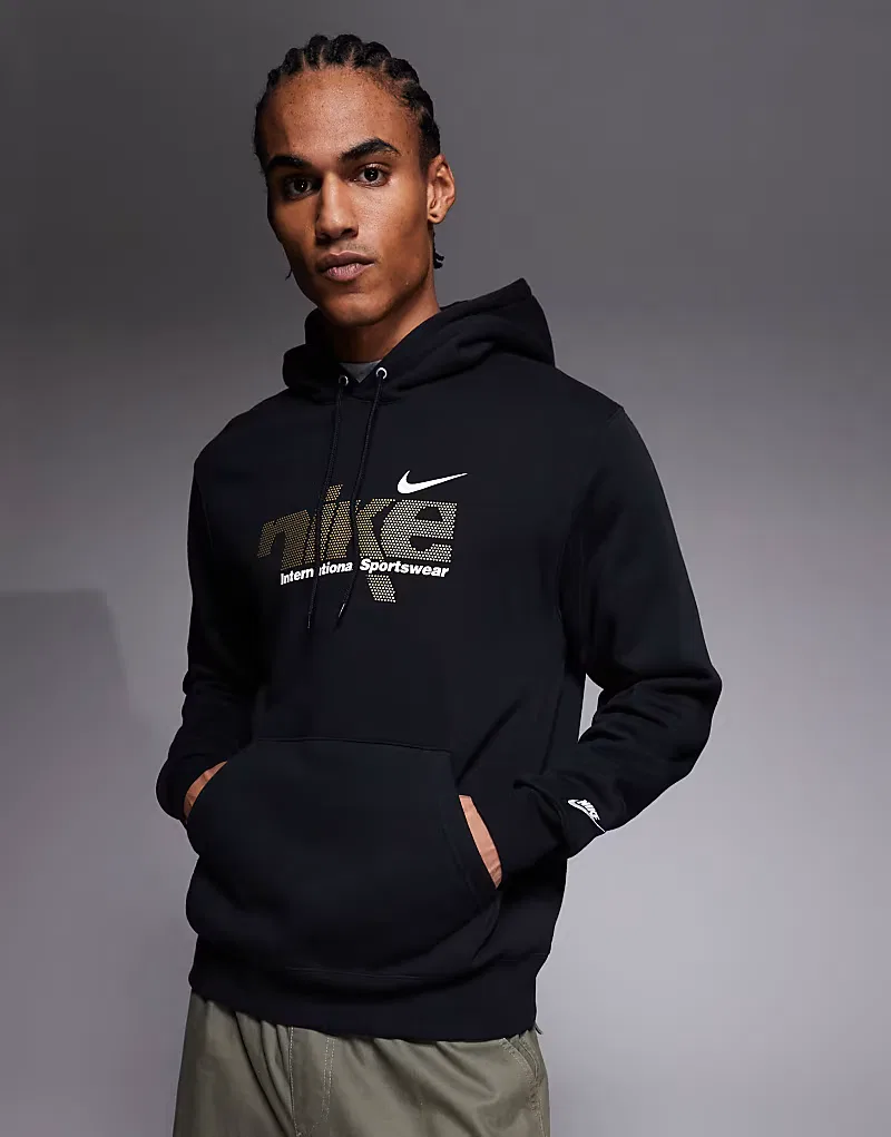 Худи Nike Club с металлическим логотипом, черный