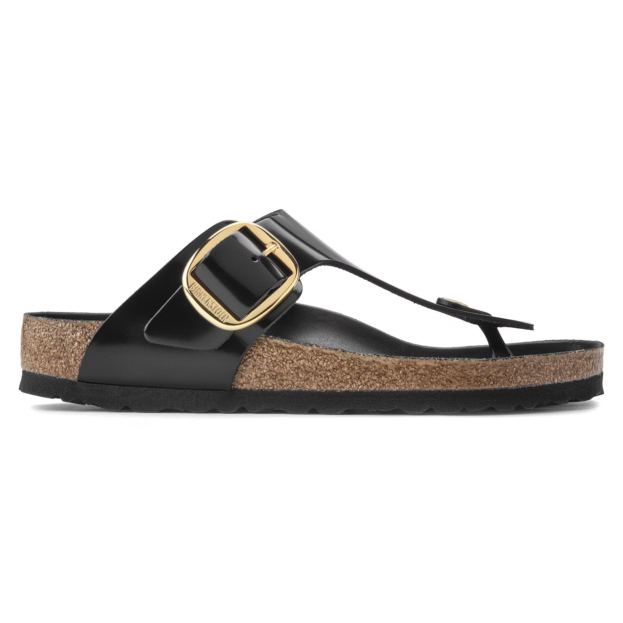 Сандалии Birkenstock Gizeh Big Buckle Natural Leather Patent, черный