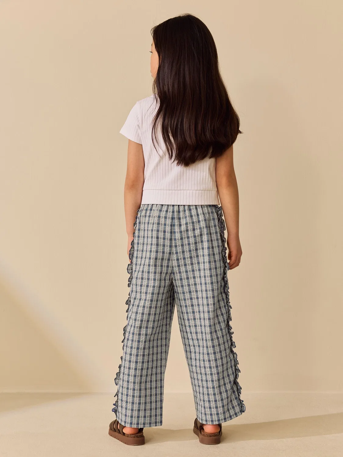 Брюки широкие на резинке Next, клетка Navy/White Check — фото 3