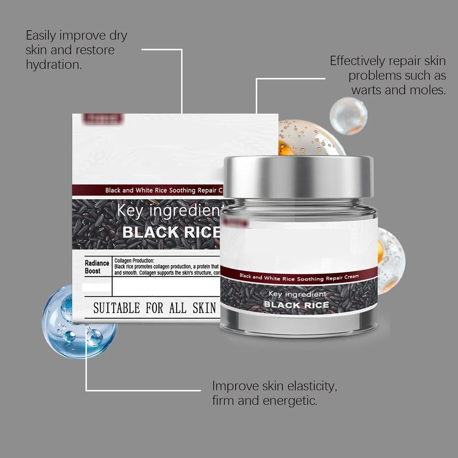 Крем для лица и тела Black Rice Repair, восстанавливающий, увлажняющий, 3 шт по 100 мл, LinBomZony — фото 4
