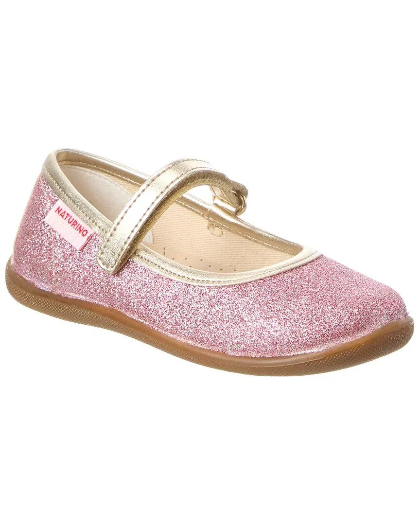 Детские балетки для девочек с блеском на липучке Pavia 2 Glitter Naturino, розовый