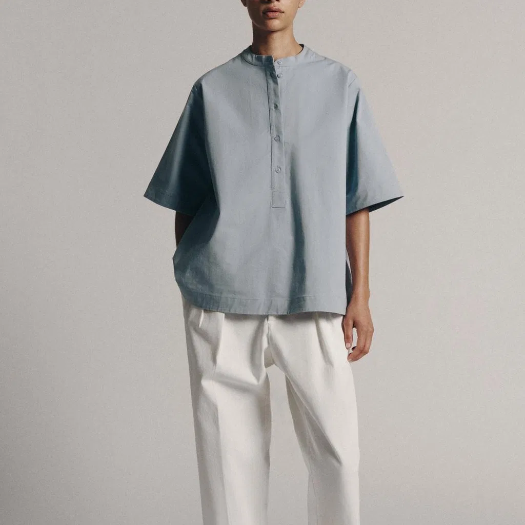 Женская рубашка с круглым вырезом Blue Gray ZARA — фото 4