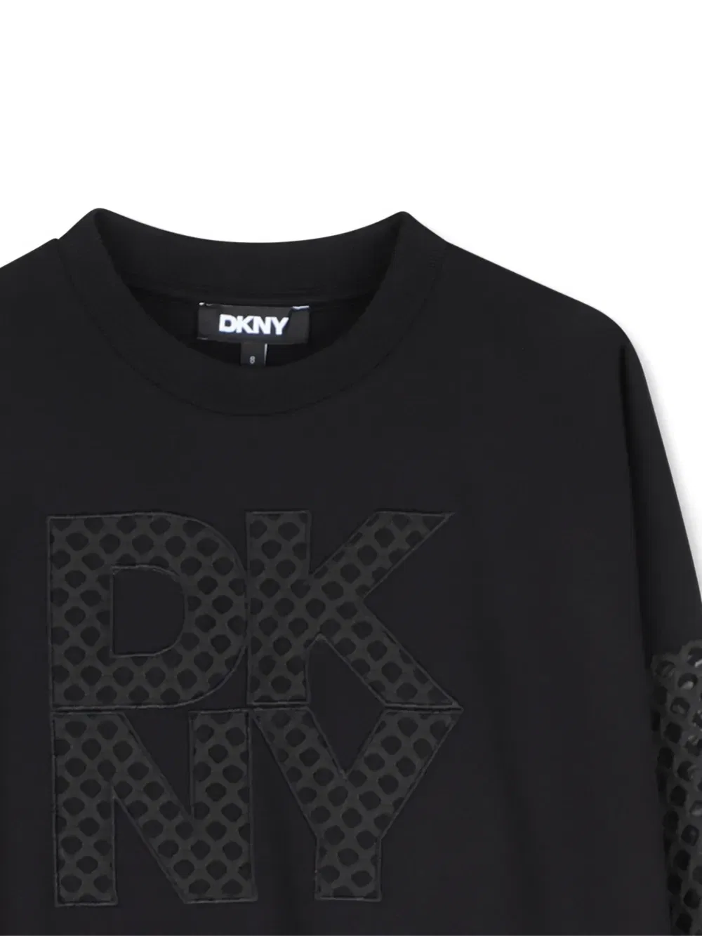 Свитер с сетчатыми вставками и нашивкой-логотипом Dkny Kids, черный — фото 3