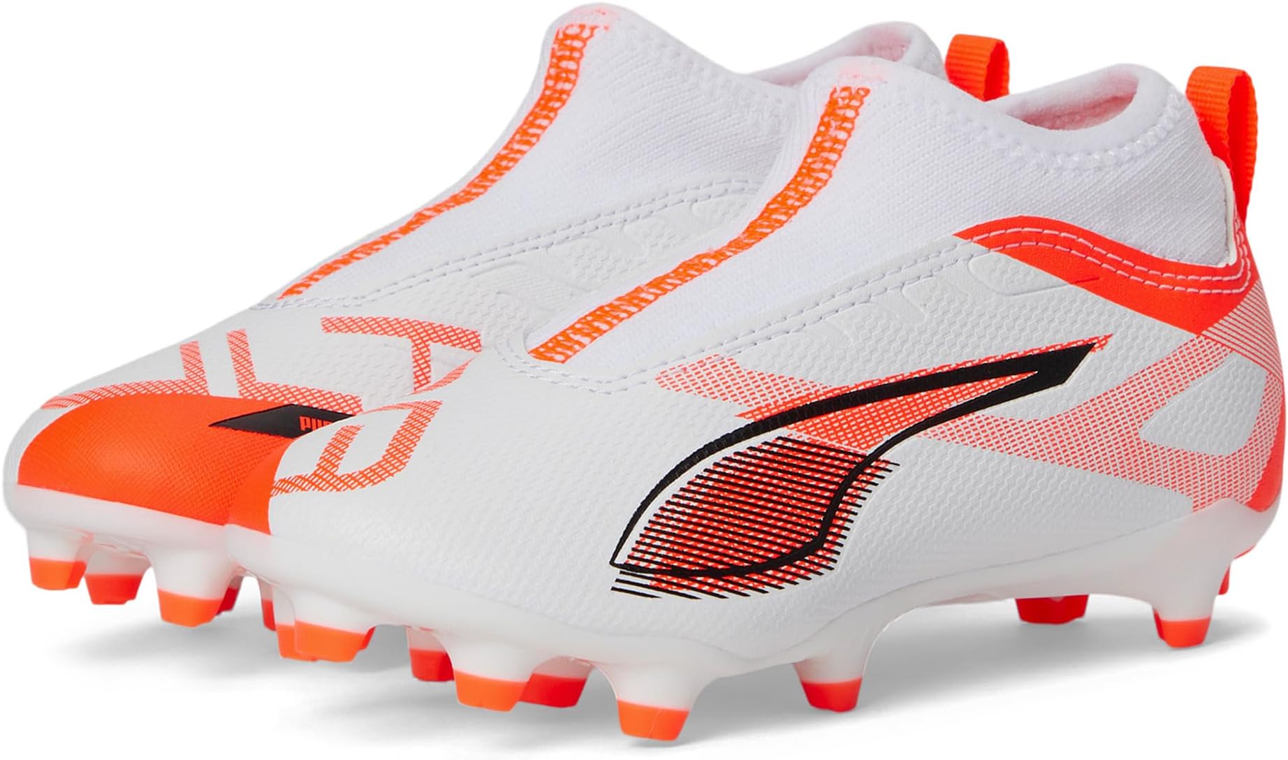 

Кроссовки PUMA Kids Ultra 5 Match+ Laceless Firm Ground/Artificial Ground, PUMA White/PUMA Black/Glowing Red