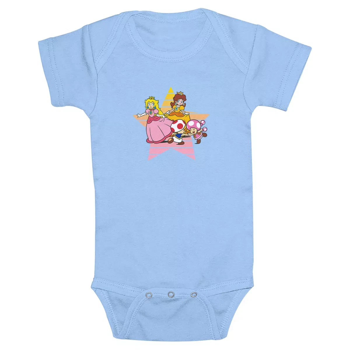 Детское боди с коротким рукавом Nintendo Peach and Friends, Light Blue