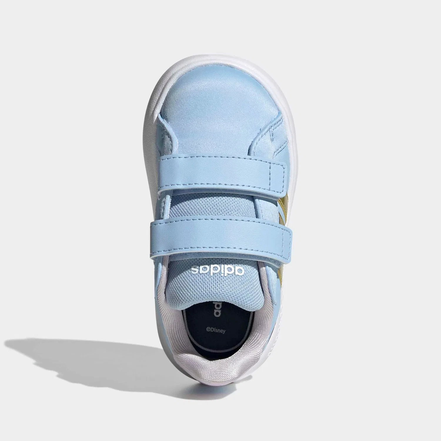 Детские кроссовки с липучкой Frozen Adidas Sportswear, Glow Blue/Gold Metallic/Ice Lavender — фото 3