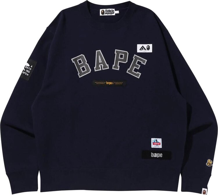 

Толстовка BAPE Multi Label Relaxed Fit Crewneck 'Navy', синий