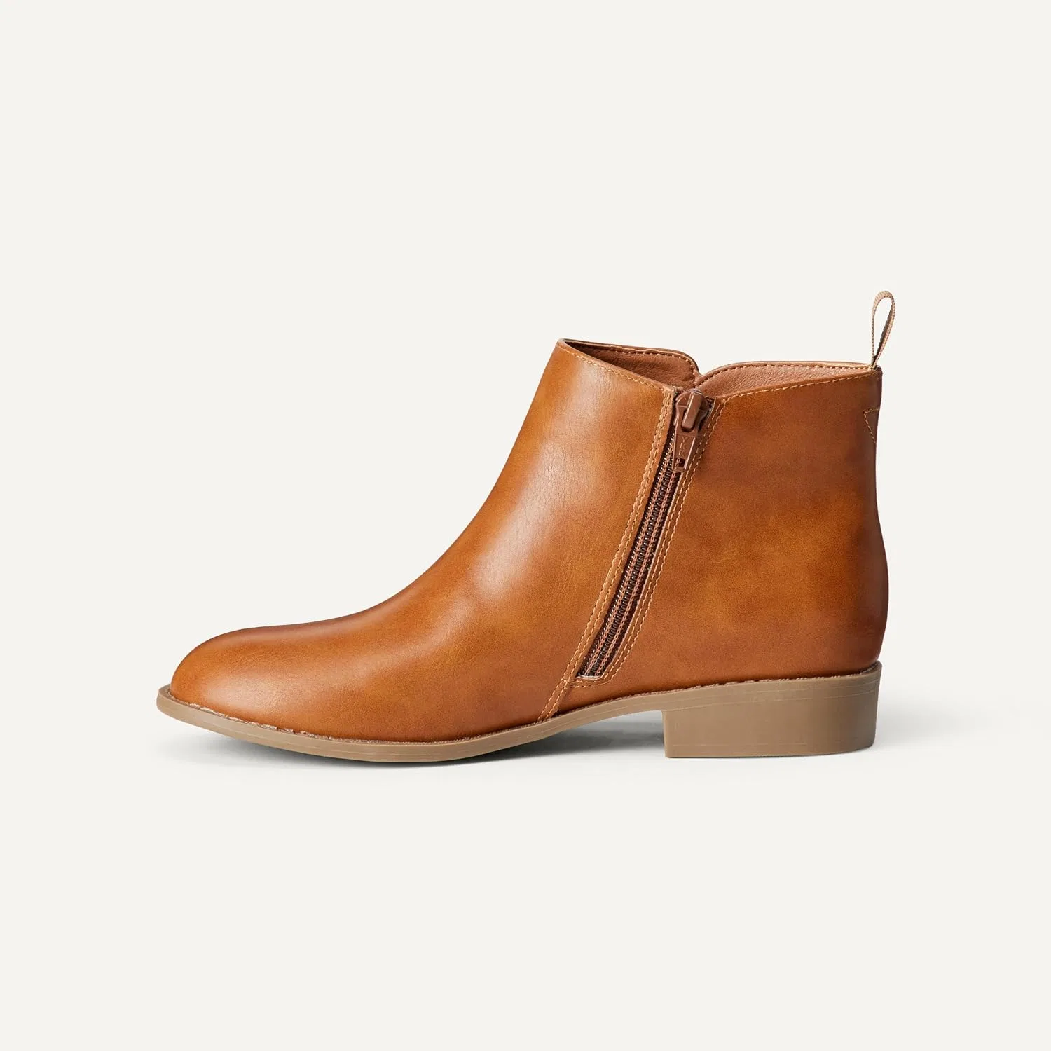 Детские ботинки для девочек на молнии Amazon Essentials, Tan Faux Leather — фото 4