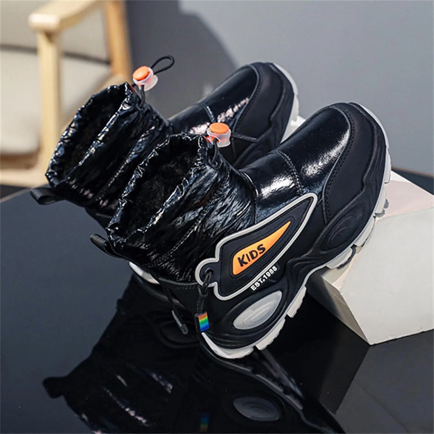 Детские зимние сапоги для девочек с утеплителем Girls Boys Mid Calf Padded Boots, Black — фото 2