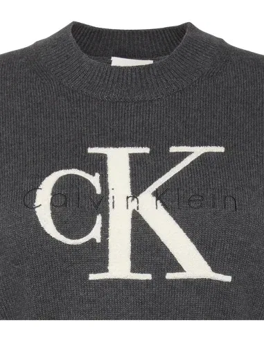 Свитшот угольный Calvin Klein, серый — фото 3
