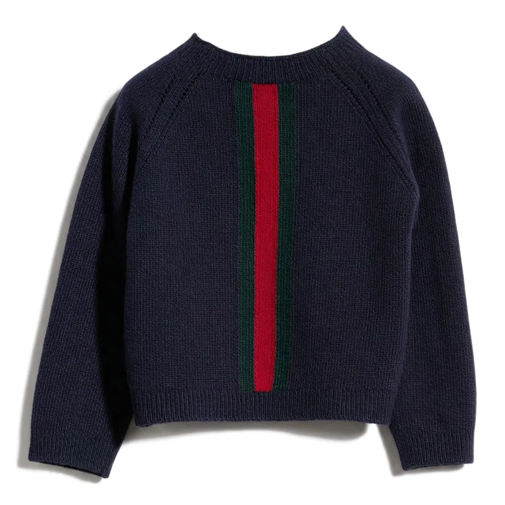 Детский свитер для малышей с круглым вырезом Dark Blue, GUCCI — фото 3