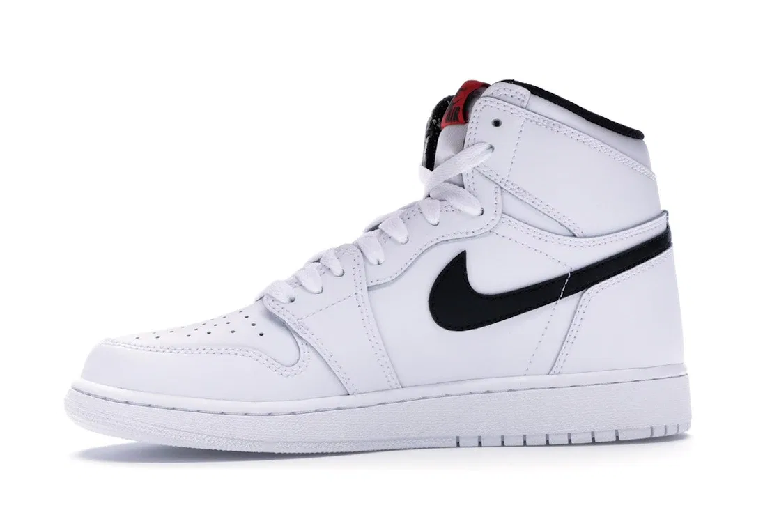 Детские кроссовки с перфорированной кожей Jordan 1 Retro High Yin Yang White, White/Black-White — фото 3