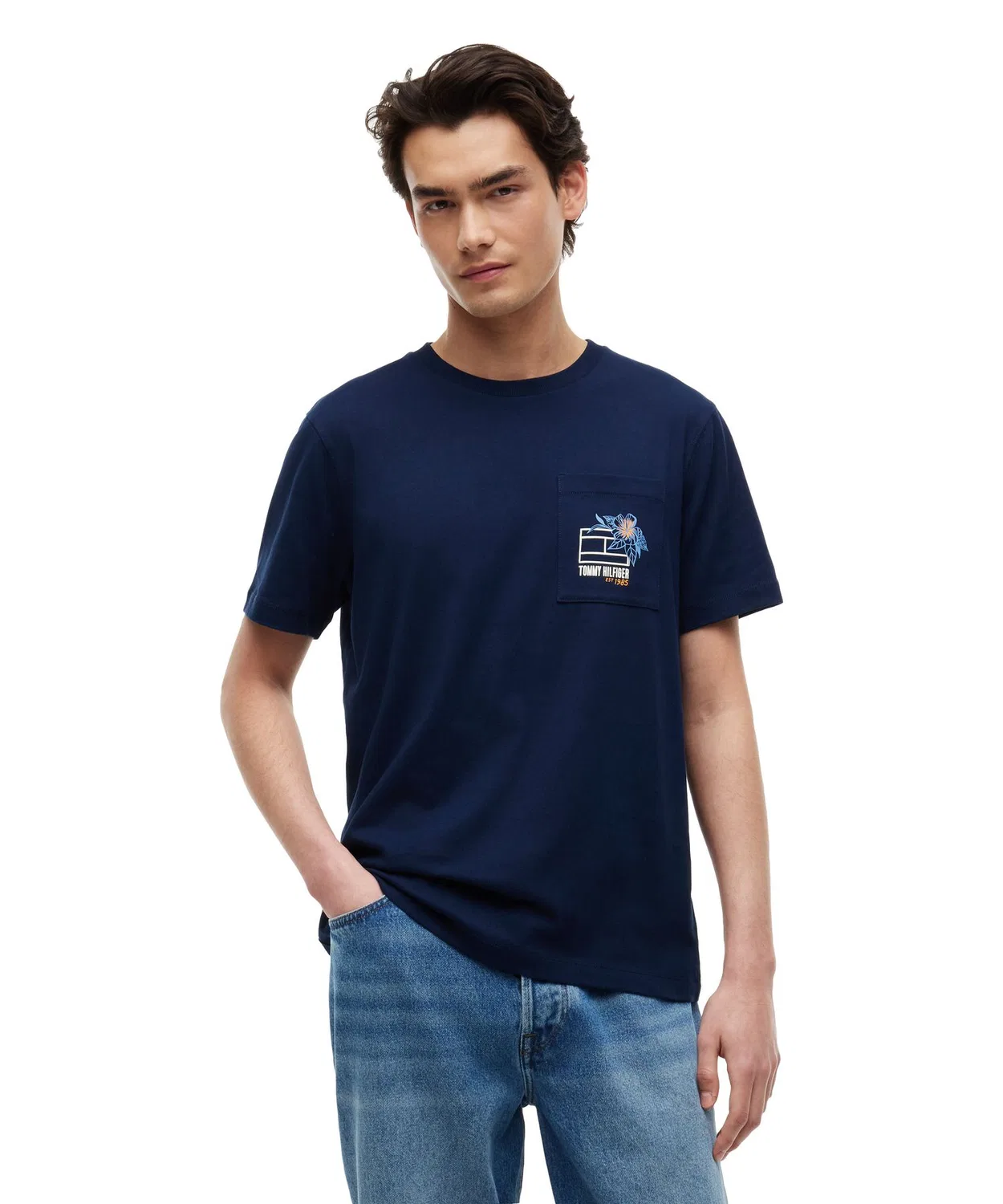 Футболка с цветочным принтом TOMMY HILFIGER, Navy