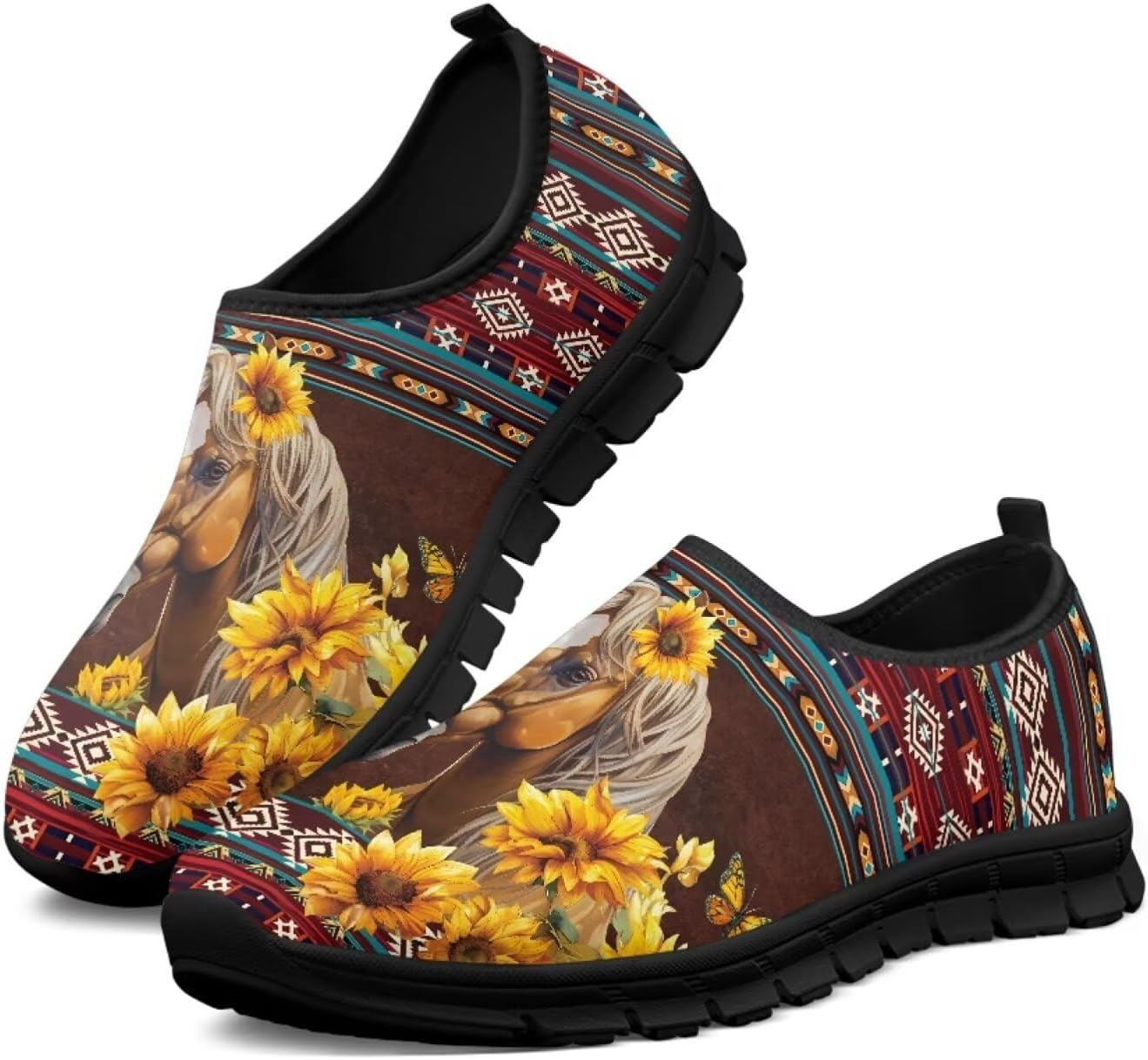 

Кроссовки Binienty для мужчин и женщин, Aztec Horse Sunflower