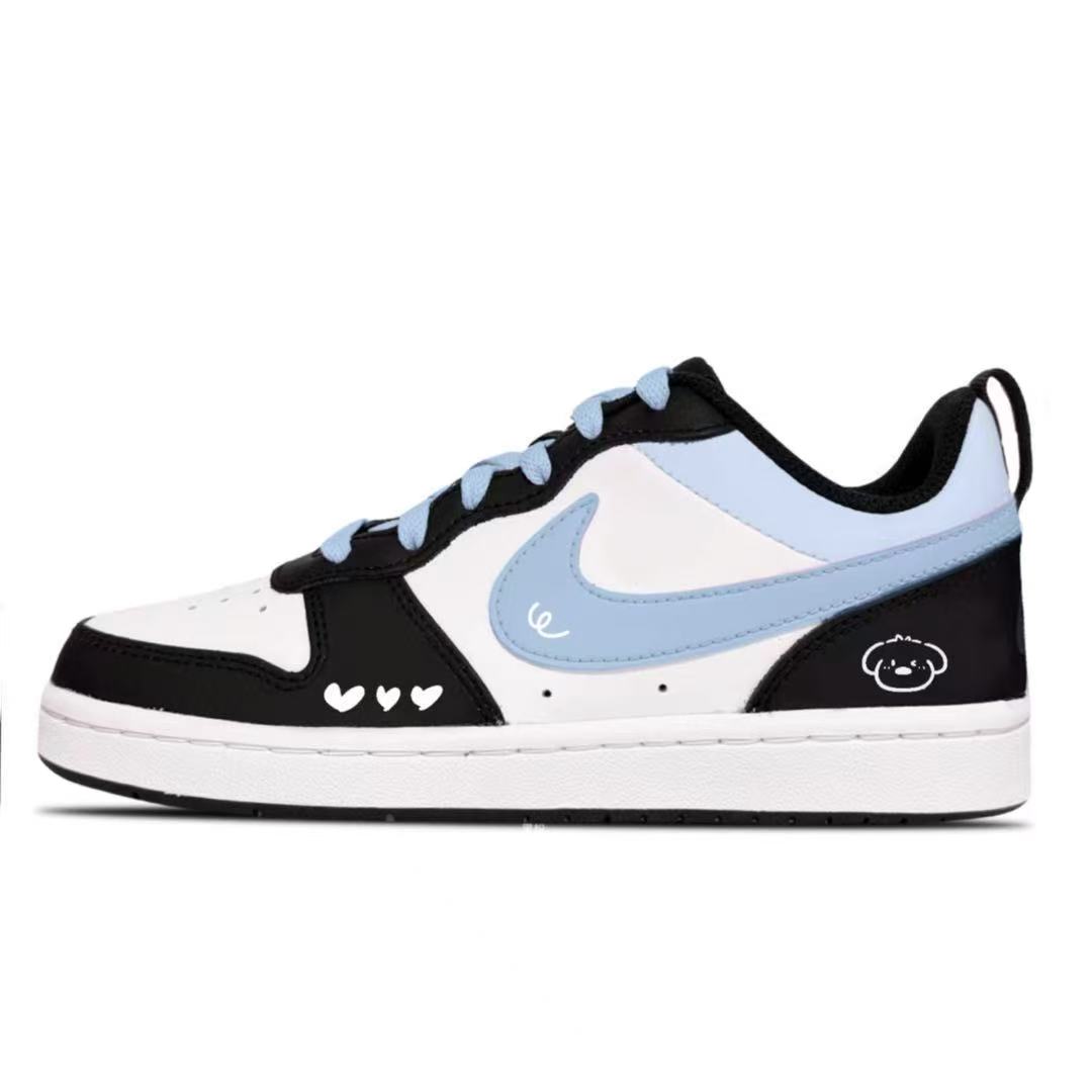 

Nike Court Borough Blue Language Low top детские скейтборд кроссовки Black Blue для подростков