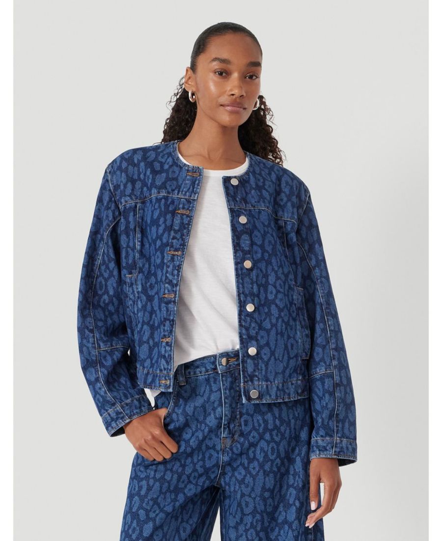 

Женская джинсовая куртка Velma с леопардовым принтом Hush, Laser leopard print mid blue