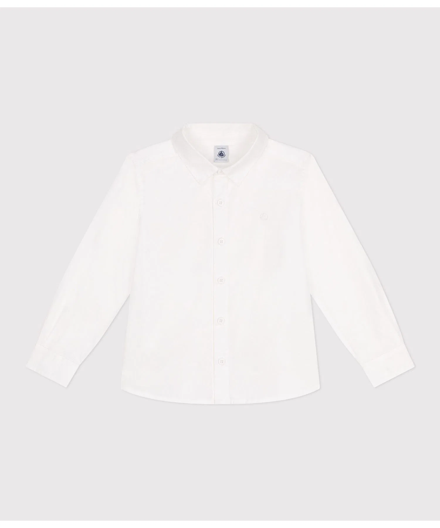 Детская хлопковая рубашка PETIT BATEAU белая — фото 3