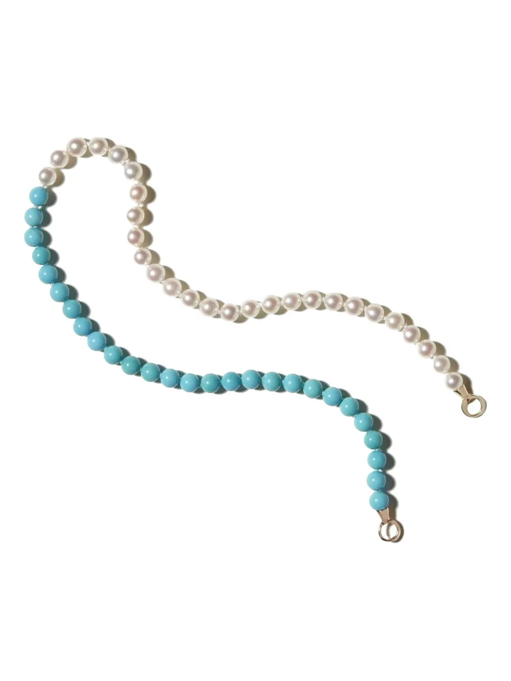 

14K yellow gold akoya pearl and turquoise necklace Marla Aaron, золотой