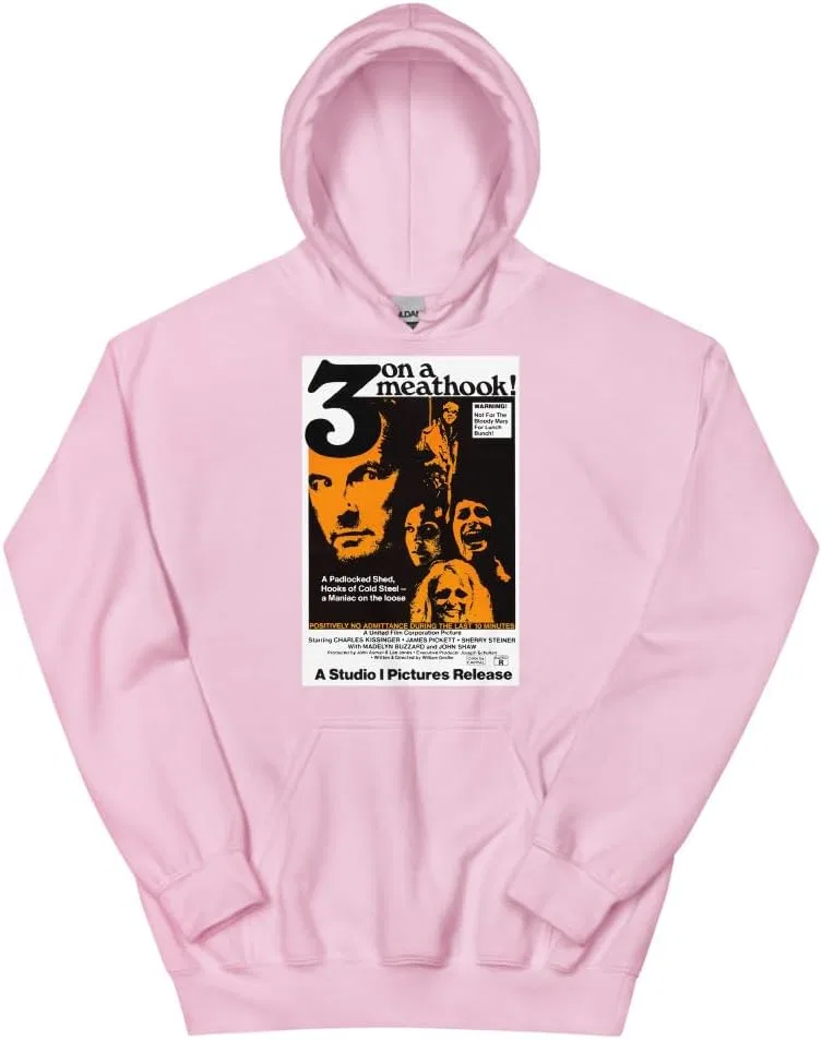 Толстовка с постером фильма "3 ON A MEATHOOK" 1972 года Generic, светло-розовый
