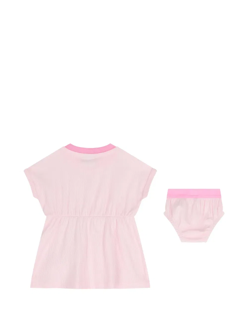 Комплект из платья и платья в рубчик с логотипом Boss Kidswear, розовый — фото 2