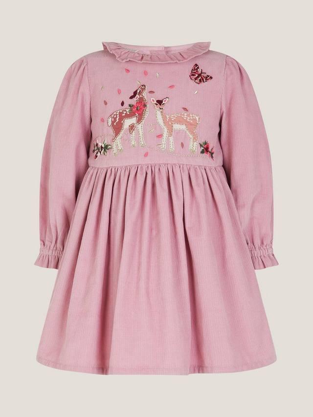 

Детское платье Felicity с длинными рукавами и вышивкой Monsoon, Pink