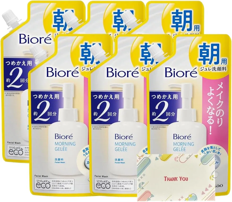 Гель для умывания Kao Biore Morning Jelly, 2 сменных блока, 160 мл, 6 шт., аква-флоральный аромат