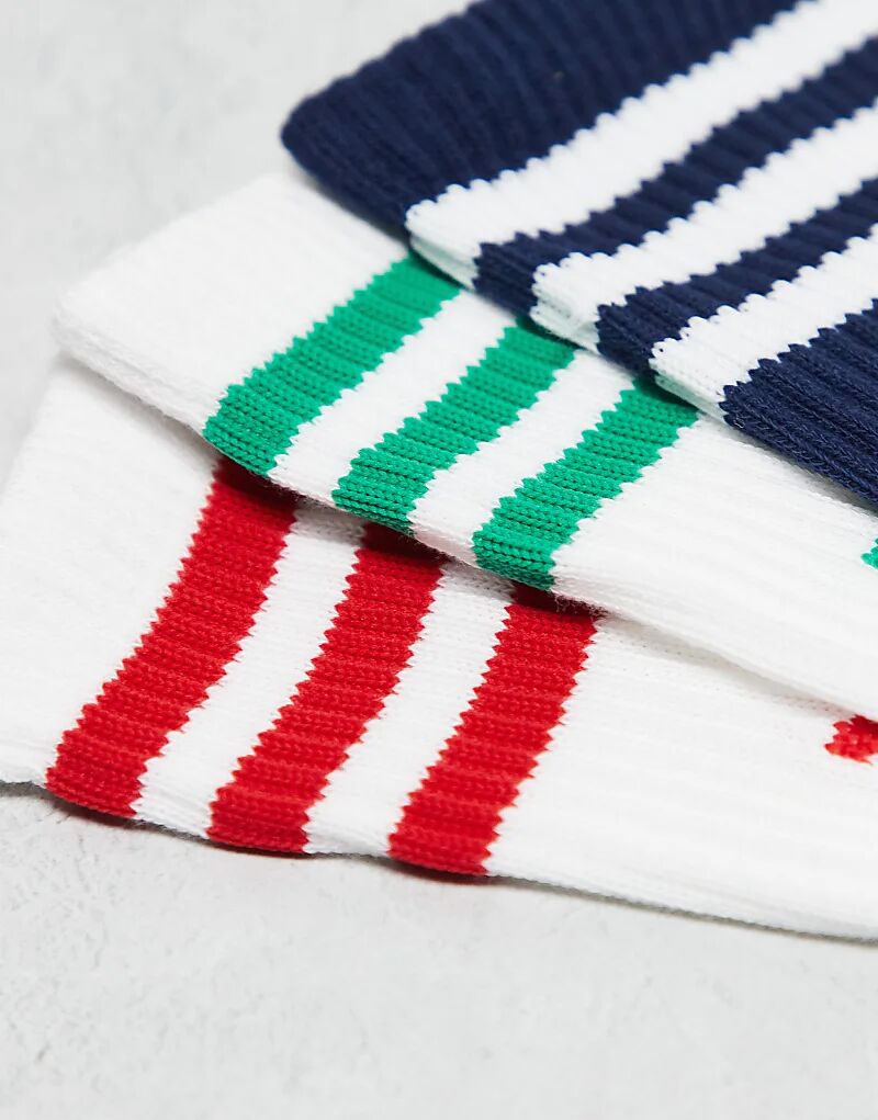 Носки adidas Originals adicolor Trefoil, 3 Пары, белого и темно-синего цветов — фото 3