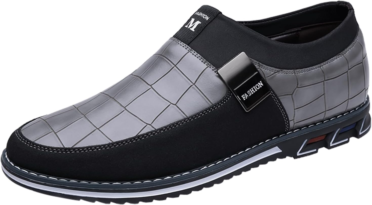 

Мужские лоферы EGGDK, комфортные мягкие слипоны, повседневная обувь, модные кожаные с вставками, на платформе, для прогулок, офиса, вечеринок и формальных мероприятий, серый