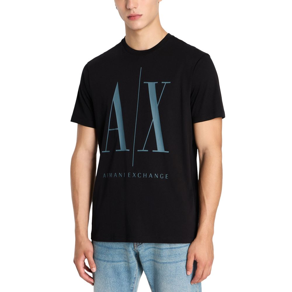 

Черная хлопковая футболка Armani Exchange
