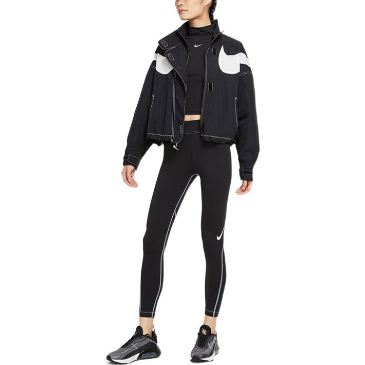Куртка (WMNS) Nike Sportswear Swoosh Sports Stand Collar Woven Jacket Autumn Black DD5585-010 — фото 3