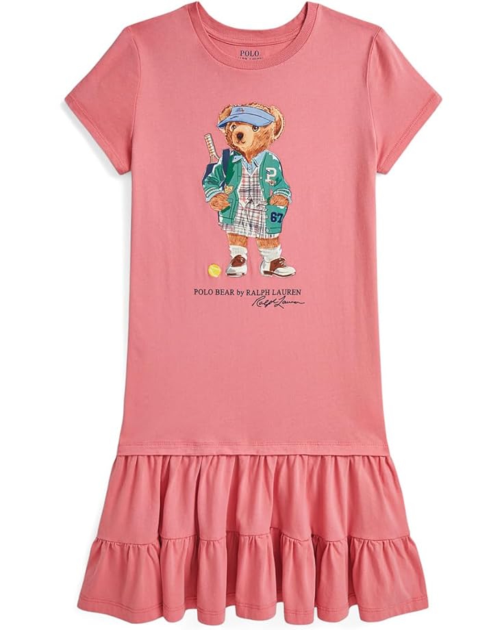 

Платье Polo Ralph Lauren Kids Polo Bear Tiered Cotton Jersey Dress, цвет Faded Peony