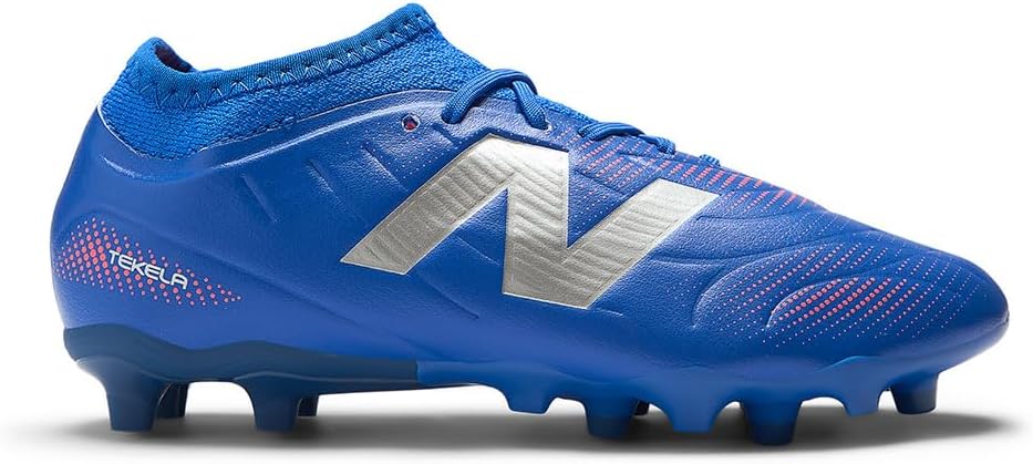 Детские кроссовки New Balance Tekela Team Low Laced Fg V5 (унисекс), красный/синий — фото 4