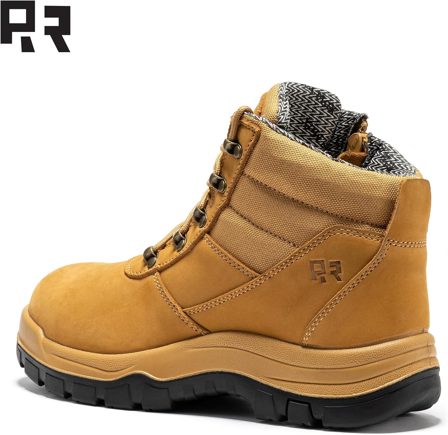 Мужские ботинки ROCKROOSTER Oxford из пшеницы, 13 см, с композитным носком ASTM F2413-18, защита от электропроводности (EH), противоскользящие, с боковой молнией, ширина EE, комфорт Coolmax, нубуковая кожа, резиновая подошва, желтый — фото 3