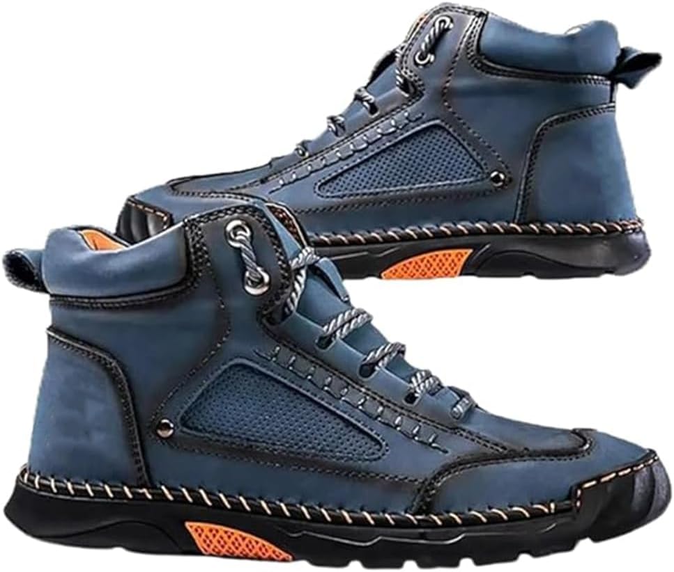 

Мужские широкие кожаные туфли для походов и работы, удобные мужские ручной работы ботинки - водонепроницаемые, с поддержкой свода стопы, просторным мысом, противоскользящие, легкие и дышащие для прогулок на улице Sawbehind, Set-ee