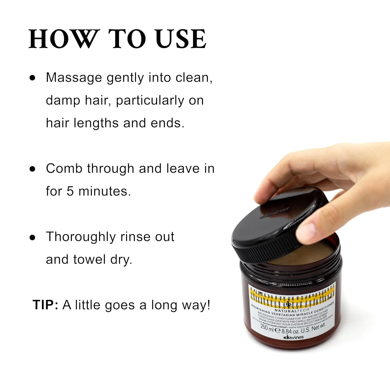 Davines Naturaltech Nourishing Vegetarian Miracle Conditioner, восстанавливающий и увлажняющий для сухих и поврежденных волос, с растительным кератином, 250 мл 249.48 г (1 шт.) — фото 4