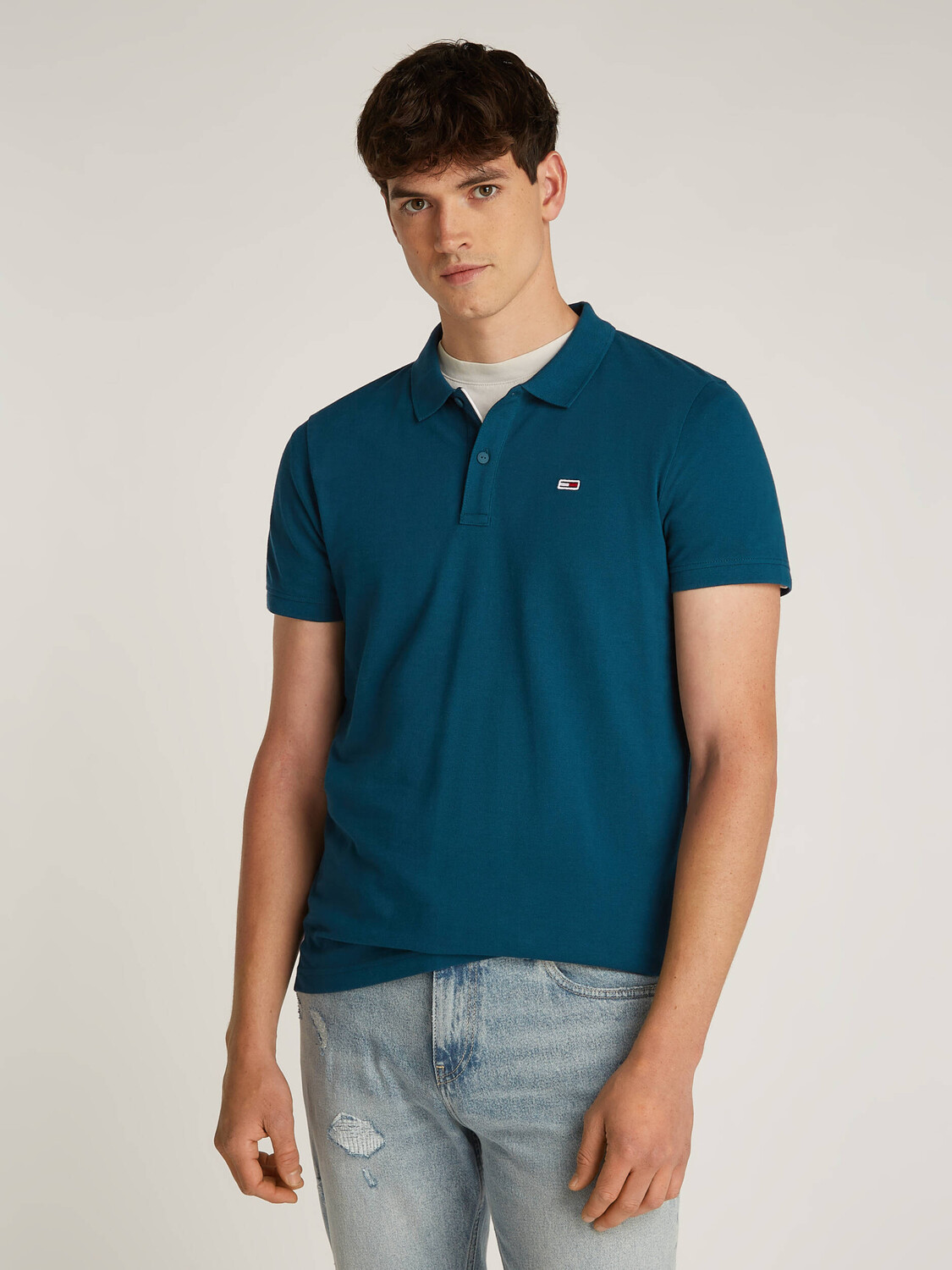 

Поло Tommy Jeans Slim Fit, цвет mare