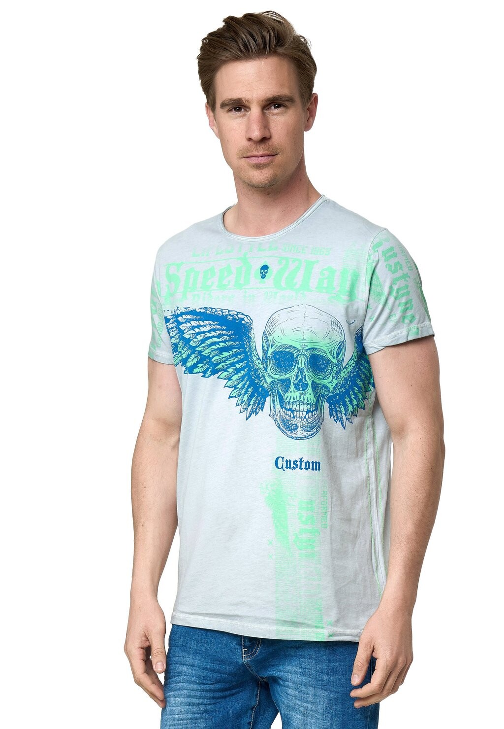 

Футболка с принтом MIT FRONT PRINT FLYING SKULL Rusty Neal, серый