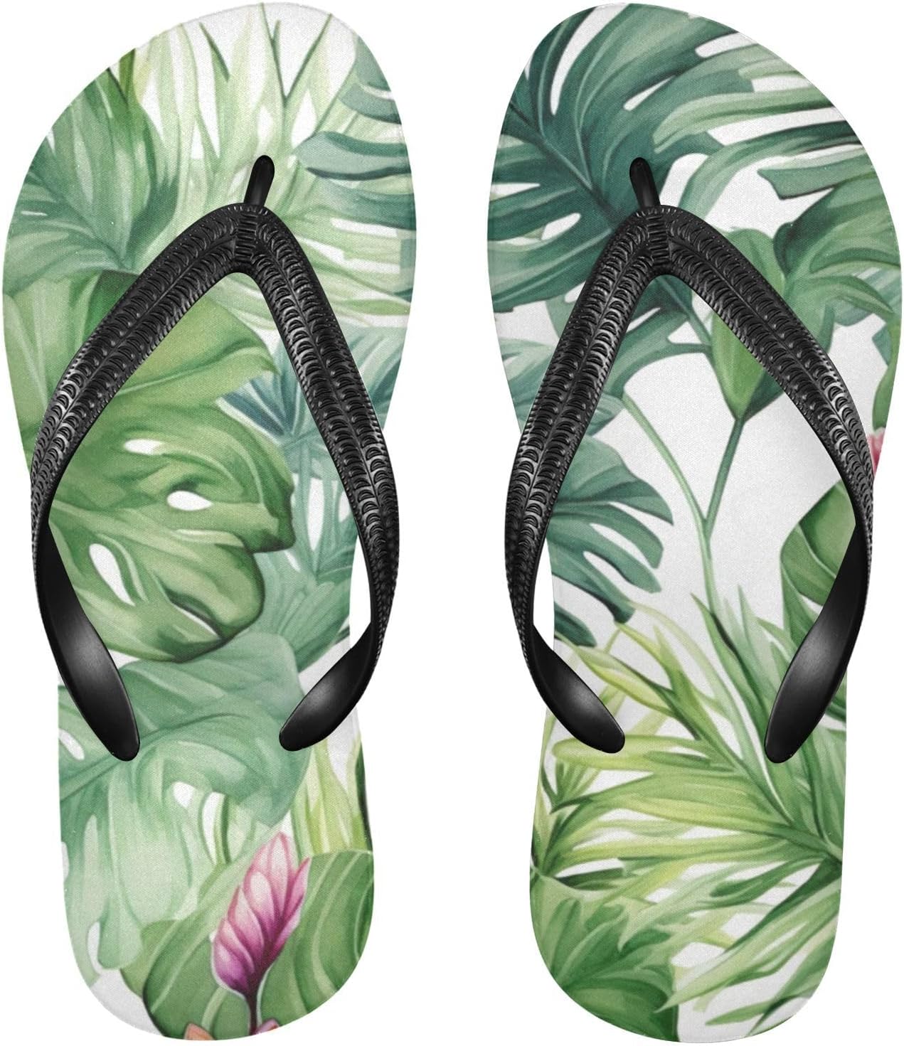 

Шлепанцы с рисунком пальм, пляжные летние повседневные сандалии для женщин и мужчин, тапочки для душа, размер XS Kfbe, Leaves