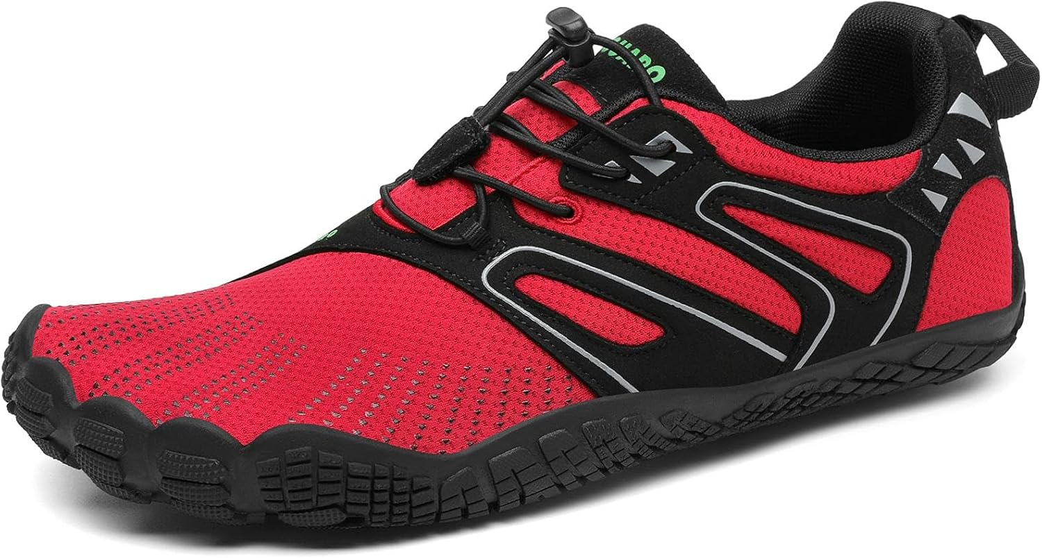 

SAGUARO Женские и мужские кроссовки для бега, минималистичные кроссовки для трейлраннинга, с широким носком и нулевым перепадом высоты подошвы, для кросс-тренинга на открытом воздухе, красный