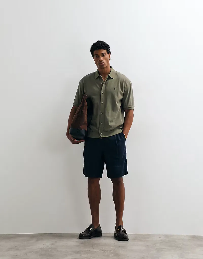 Спортивная трикотажная рубашка свободного кроя Polo Ralph Lauren, оливковый — фото 2