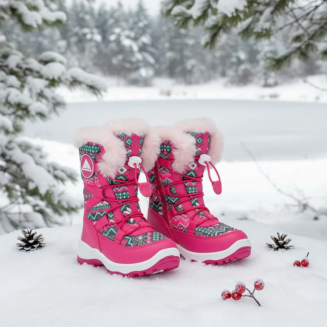 Детские зимние снежные ботинки Nova Mountain для мальчиков и девочек Nova Footwear, Fuchsiamulti — фото 3