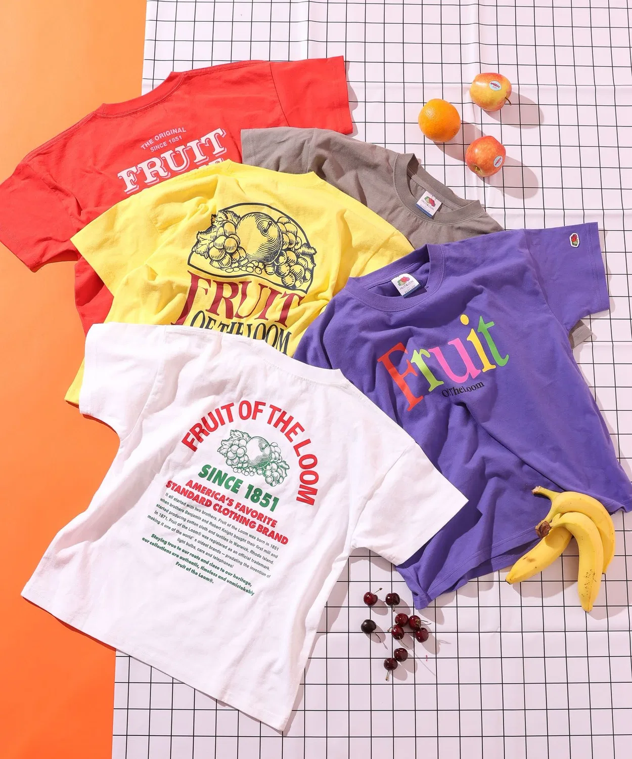 Детская футболка с принтом Colorful Logo Fruit of the Loom, Серый — фото 2