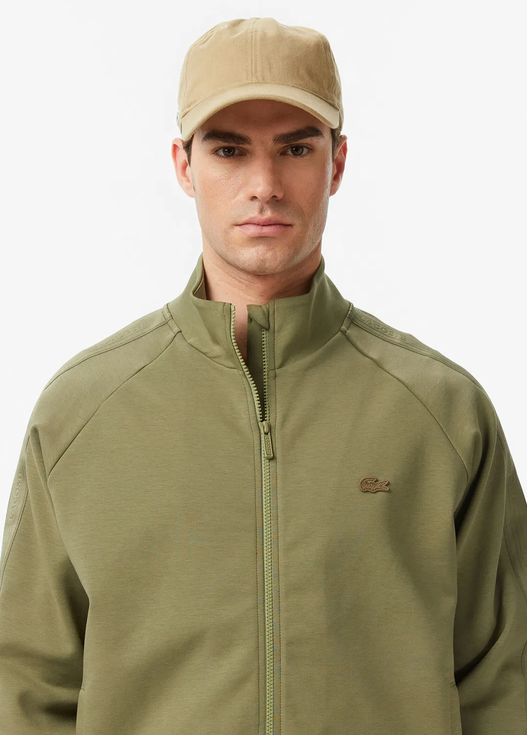 Свитшот с воротником-стойкой на молнии Lacoste, хаки — фото 2