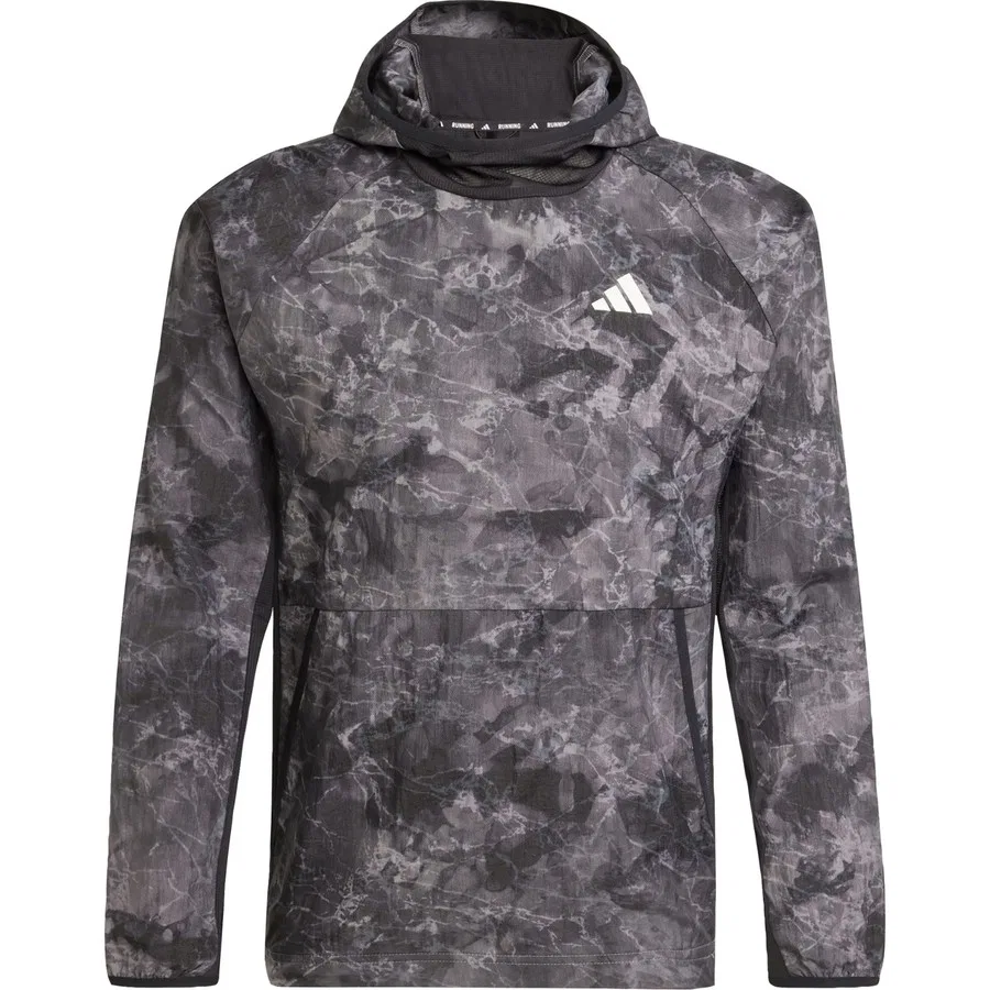 Мужской спортивный свитшот с капюшоном Own The Run Spray Dye Unitefit adidas, Серо-черный — фото 3
